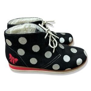 LOLA RAMONA Polka Dot Suede Booties | Black & White Faux Fur Lined Ankle Boots